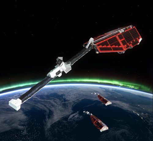 Swarm-satelliterna (Bild: ESA/AOES Medialab)
